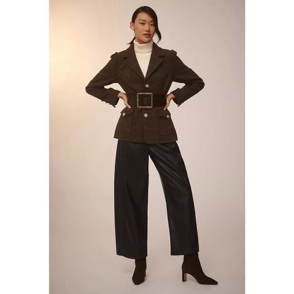 Pilcro Anthropologie The Izzie Relaxed Faux Leather Barrel Pants Black XS - Picture 4 of 7